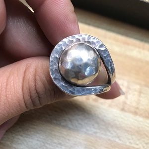 Women Hammered Silver Ring size 8